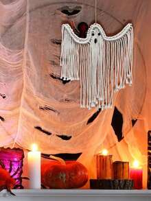 1pc Decoration Handmade White Ghost Hanging Ornament Festival Scene Decoration Hanging Pendant For Fall Home Decoration& Outside Decor Valentine DAY, Valentines Wedding, Birthday - Multicolor - View 4