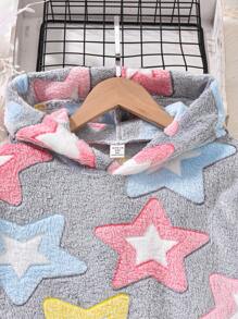 2 件 Tween Girl Star 毛茸茸动物耳朵连帽衫和拼色紧身裤休闲保暖冬季服装 - 彩色 - 查看 8