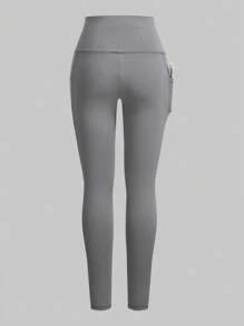 SHEIN EZwear Women Multicolor High Waist Skinny Leggings - Multicolor - View 7