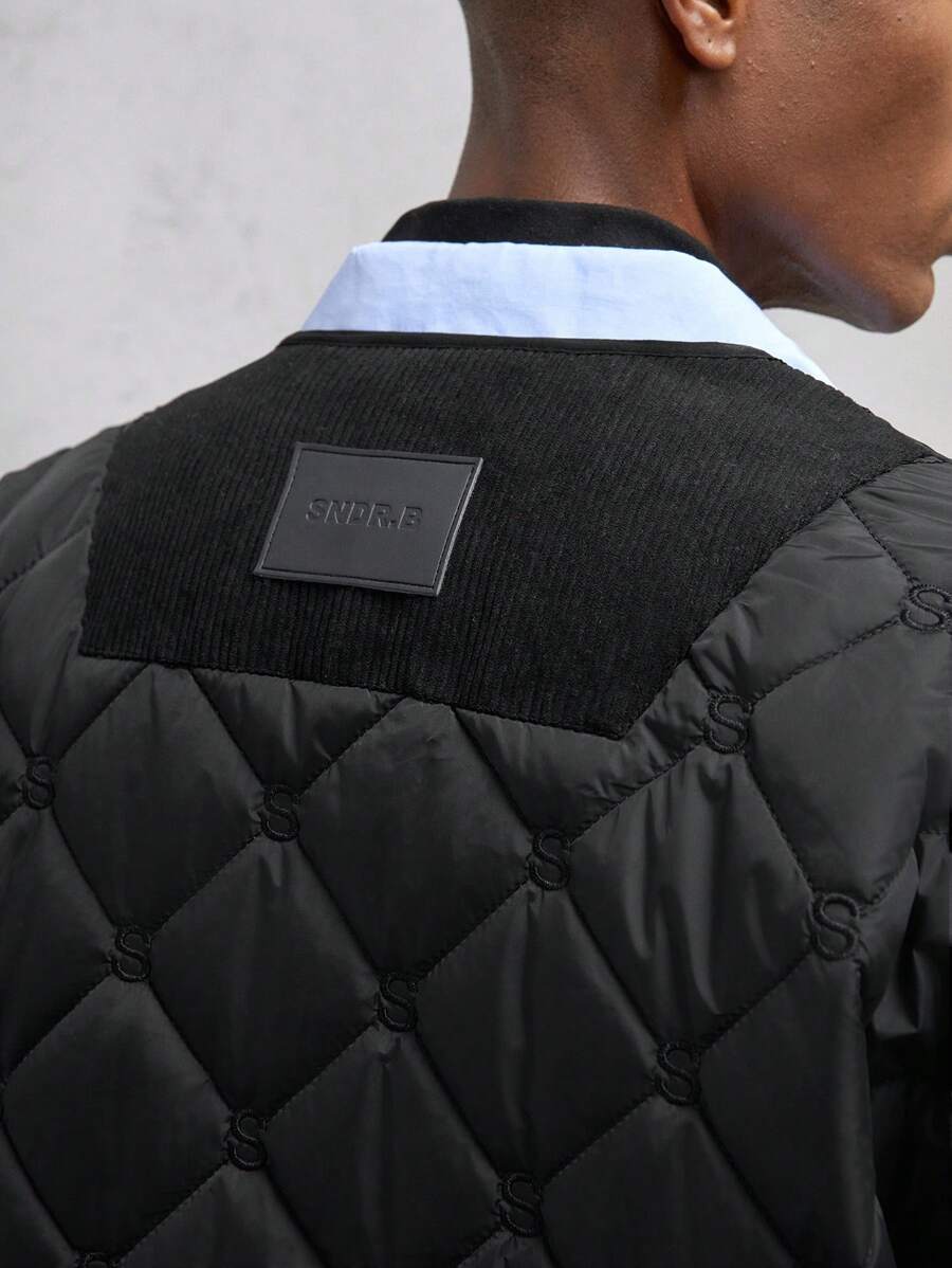 AKNOTIC Business Casual Men's Loose V-Neck Cardigan, Oversized, Warm , Letter & Grid Pattern, Thick, Suitable For Fall And Winter, Casual Commuting