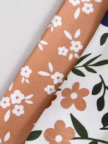 2 件装女婴花卉印花长袖连体衣 舒适贴身家居服睡衣