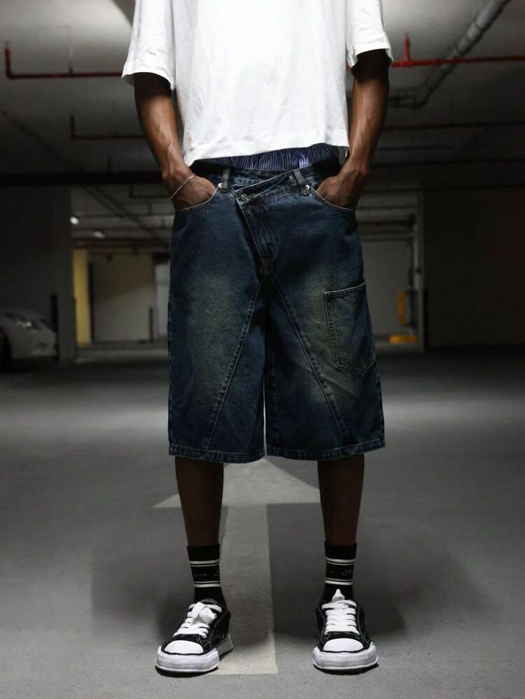 Pantalones cortos de mezclilla con tiras cruzadas