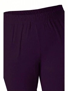 SHEIN LUNE Plus Size Solid Color Ruched Minimalist Casual Pants