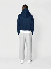 SUMWON Áo hoodie thể thao có khóa kéo dài vừa vặn hiện đại Quần áo thể thao mùa đông bằng vải nỉ thường ngày tập luyện thể thao quần áo ngoài thiết yếu phong cách đường phố - Màu xanh lam - Xem 5