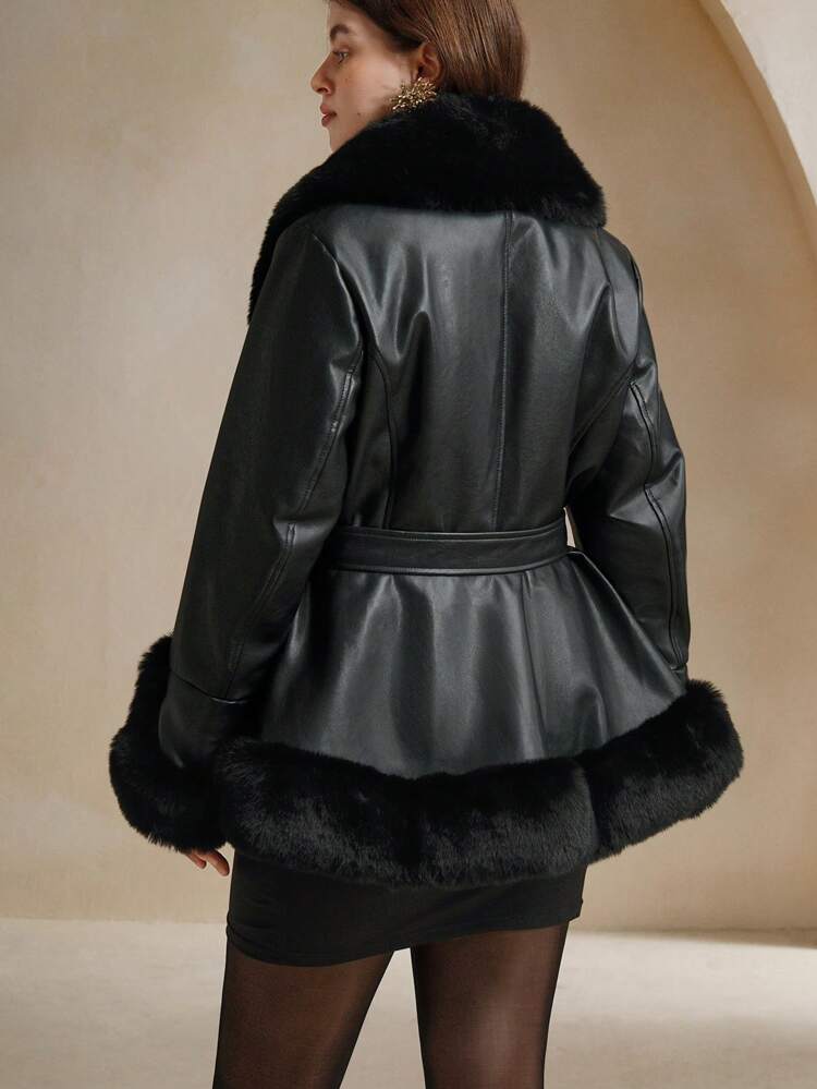 Elegant Fluffy Plus Size Women Jacket, For Winter Fall Autumn