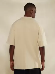 SUMWON 纽约图案印花常规款短袖 T 恤 - 卡其色 - 查看 2