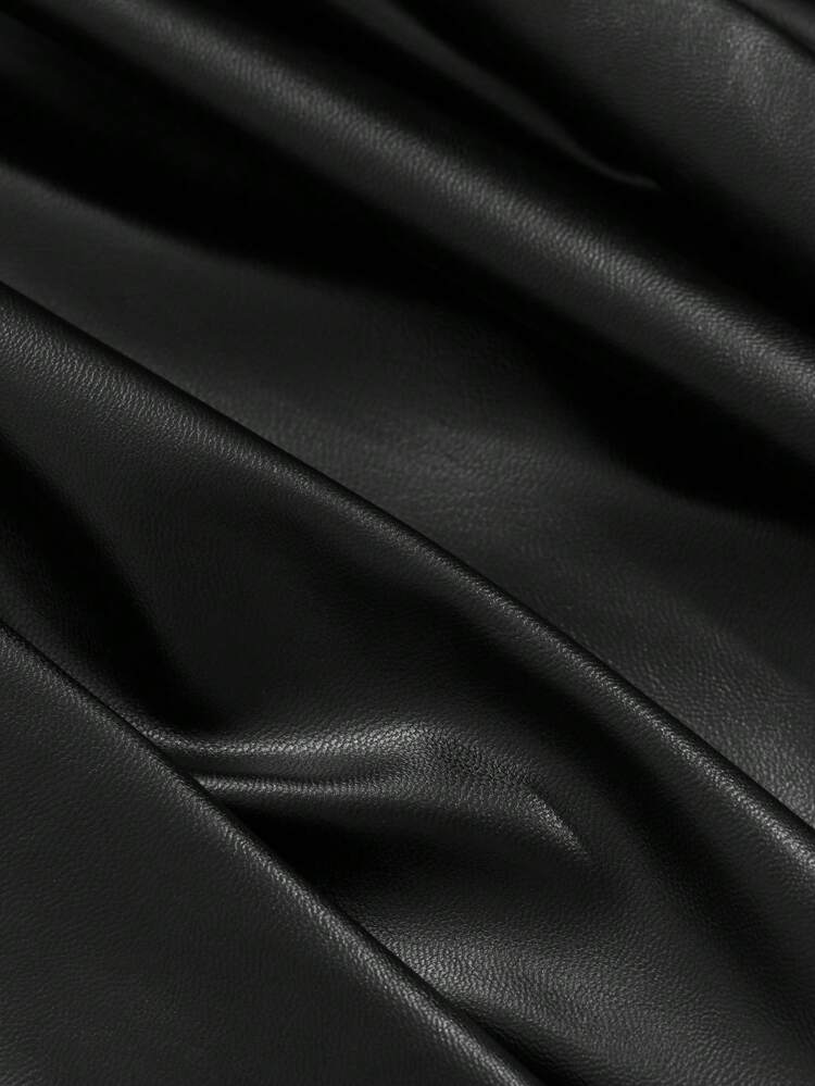 Women's Solid Color Simple A-Line, Black Skirt, Casual Everyday Wear Leather Skirt