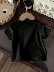 Baby Boys Casual Simple Cross Printed Crew Neck Graphic Tee, Spring And Summer - Black - View 2