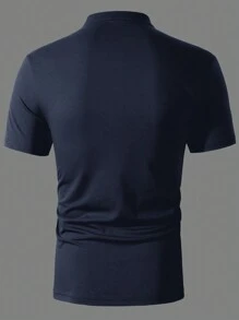 Manfinity Homme Men's Solid Color Short Sleeve Casual Polo Shirt