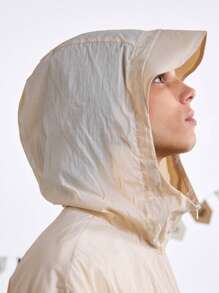 In My Nature 男士彩色连帽轻便夹克，四季防风衣 - 淺灰色 - 查看 6