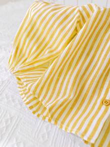 SHEIN LMoss Kids Chemise à manches longues rayée, mignonne et polyvalente pour bébé fille, pour l'extérieur et les vacances