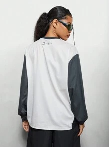 SUMWON WOMEN Premium Racing Tee Long Sleeve Active Club Edition Design Art Graphic Urban Casual Logo Design Modern Street Fashion Sportswear Fall Winter Collection - Multicolor - View 2