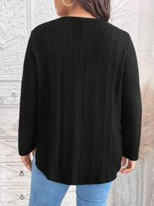 SHEIN LUNE Plus Size Casual Solid Color Long Sleeve T-Shirt Winter Clothes