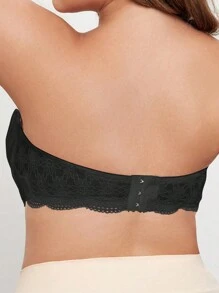 1pc Plus Size Lace Underwire Bra, Lingerie - Black - View 2
