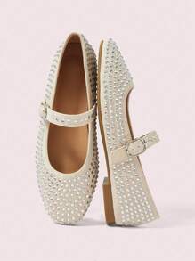 CUCCOO DOLLMOD Women's Fashionable Apricot Ballerina Mary Jane Flat Shoes, Cute And Sweet For Students Fall
