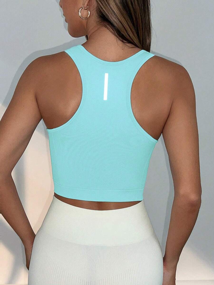 Core Rhythm Pima Reflective Slit Tank Top Gym Summer Workout Tank Top - Mint Blue - View 1