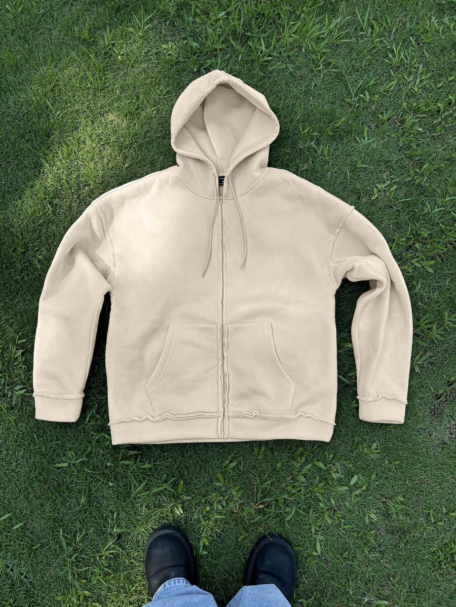 Manfinity Hypemode Men's Solid Color Minimalist Casual Hooded Long Sleeve Sweatshirt, Casual Clothing