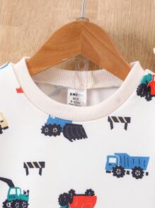 Baby Boy Graphic Print Crew Neck Tracksuit Set