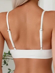 Women's Backless Top And Solid Minimalist Bikini Set Summer - White - View 3