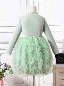 Young Girl Elegant Stylish Red Party Dress, Mixed Furry Fabric, Suitable For Birthday, New Year, Party, Outing, Daily Wear, Fit For Autumn & Spring, Fashion Cute Girly