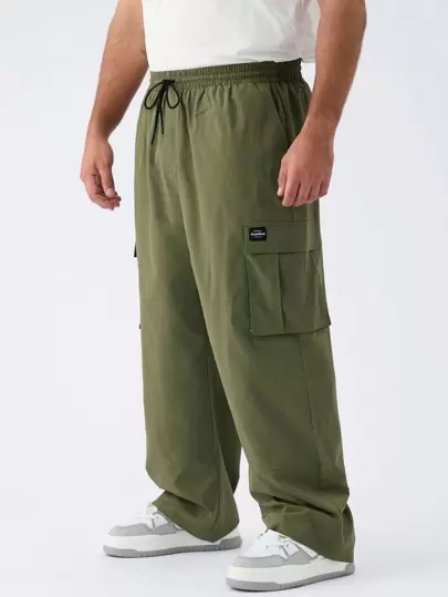 Manfinity VCAY Loose-Fit Casual Cargo-byxor med flera fickor för män, Plus Size