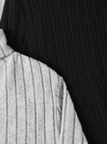 SHEIN 青少年男童两件套休闲百搭简约舒适保暖纯色高领高弹力肌肉腋下条纹耐磨面料柔软舒适亲肤长袖保暖打底衫T恤返校服秋季青少年男童服装秋冬 - 彩色 - 查看 5