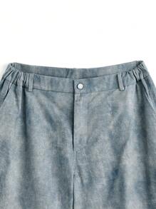 Manfinity VCAY Men's Printed Fabric Casual Long Cargo Pants, Suitable For Daily Wear