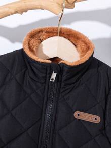 Girls' Thick Padded Vest With Fur Trim, Winter - Black - View 4