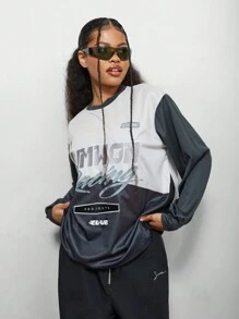 SUMWON WOMEN Premium Racing Tee Long Sleeve Active Club Edition Design Art Graphic Urban Casual Logo Design Modern Street Fashion Sportswear Fall Winter Collection - Multicolor - View 1