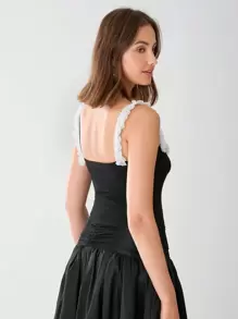 Enchnt Camiseta de mujer elegante con decoración floral 3D, verano