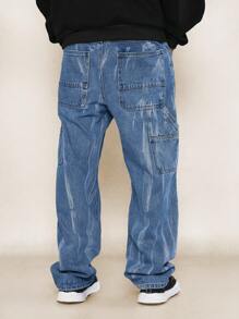 SUMWON Loose Fit Printed Carpenter Jean - Blue - View 5