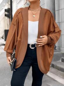 Calvaya Plus Size Women Solid Color Casual Long Sleeve Jacket Fall Cloth For Women