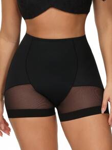 SHAPORA Shorts moldeadores de mujer elegantes y sexy de malla transpirable con contraste - Negro - Ver 5