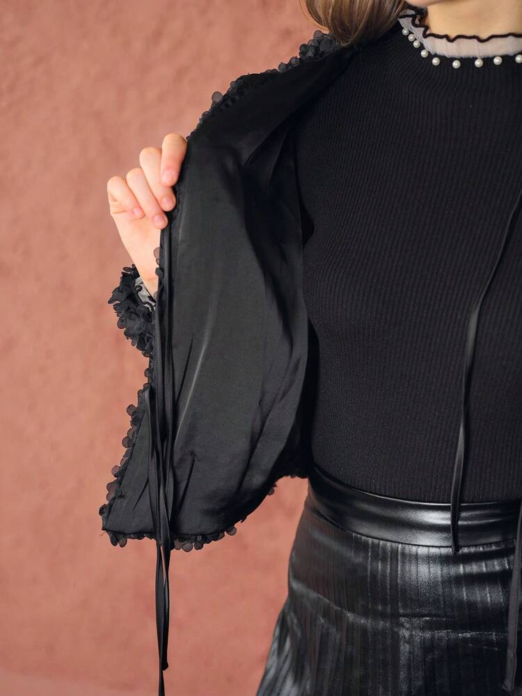 Women's Autumn And Winter Elegant 3D Flower Tie Bow Fall Women Jackets,Festival Outfits,Winter Women Clothes