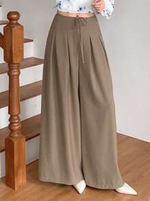 DAZY Women's Elegant Solid Color Twist Palazzo Pants - Brown - View 8