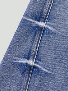 Teenager Jungen Vintage Denim mit Leoparden Muster und Abnutzungen, Relaxed Fit Allround Lässig Schul Denim Hose