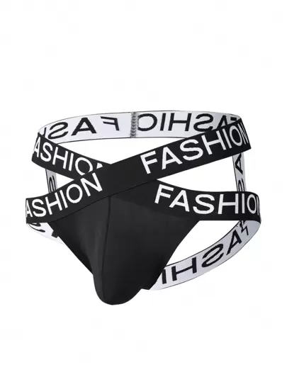 DrisQ Calzoncillos sexy con banda de cintura de punto con letra y calados para hombres