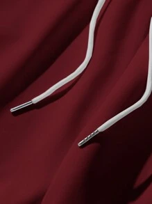 RueChic Men's Drawstring Waist Jogger Pants With Letter Applique - Burgundy - View 8