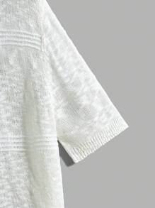 Manfinity Homme 男士休闲纯色短袖针织上衣，夏季 - 杏色 - 查看 4