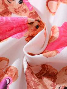 SHEIN 2 piezas/Conjunto de ropa deportiva informal con estampado de oso lindo para niñas bebé - Rosa Pálido - Ver 7