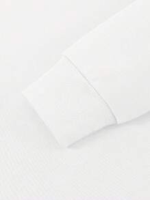 Áo nỉ cổ tròn in hoa dáng rộng thoải mái cho nam, mùa xuân thu - trắng - Xem 4