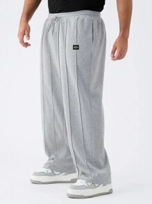 EASEVO Quần nỉ ống đứng dệt kim thường ngày cỡ lớn cho nam Quần nỉ màu xám nhạt trơn đi chơi, Quà tặng cho chồng, bạn trai - Xám - Xem 1