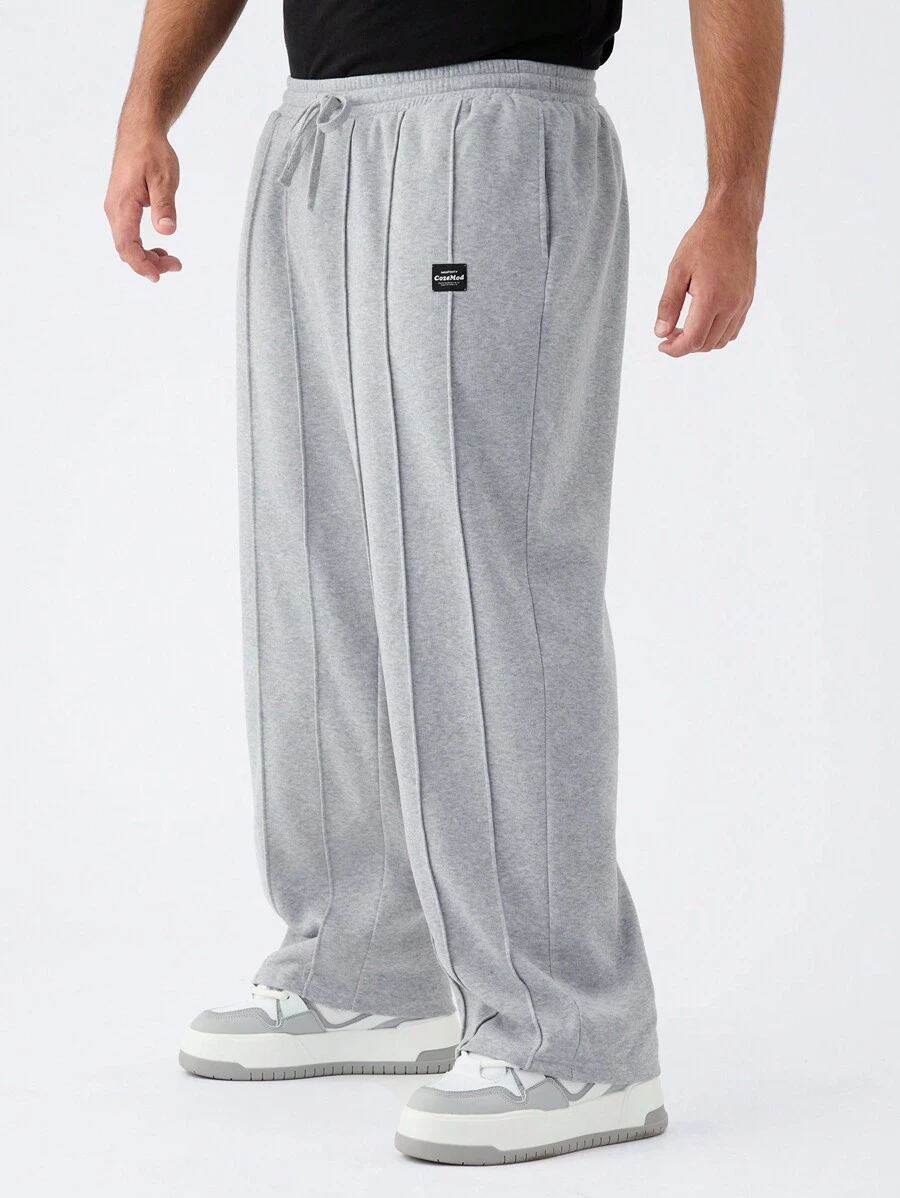 EASEVO Quần nỉ ống đứng dệt kim thường ngày cỡ lớn cho nam Quần nỉ màu xám nhạt trơn đi chơi, Quà tặng cho chồng, bạn trai - Xám - Xem 1