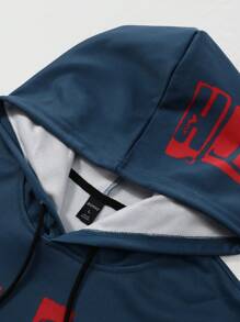 ROMWE MEN Street Life Men Spring & Autumn Graphic Print Long Sleeve Hooded Sweatshirt - Multicolor - View 4