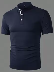 Manfinity Homme Men's Solid Color Short Sleeve Casual Polo Shirt