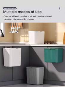 SHEIN 1 szt. 8L/12L kuchenny pojemnik na kompost, odpowiedni do blatu lub pod zlewem, wiszący mały kosz na śmieci z pokrywką, odpowiedni do szafki/łazienki/sypialni/biura/na kemping, można zainstalować wewnętrzny pojemnik na kompost