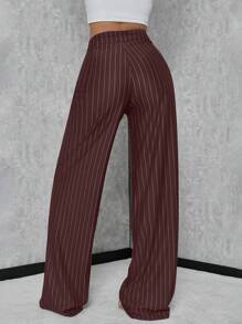 SHEIN Tall Womens Striped Elegant Pants For Commuting - Brown - View 2