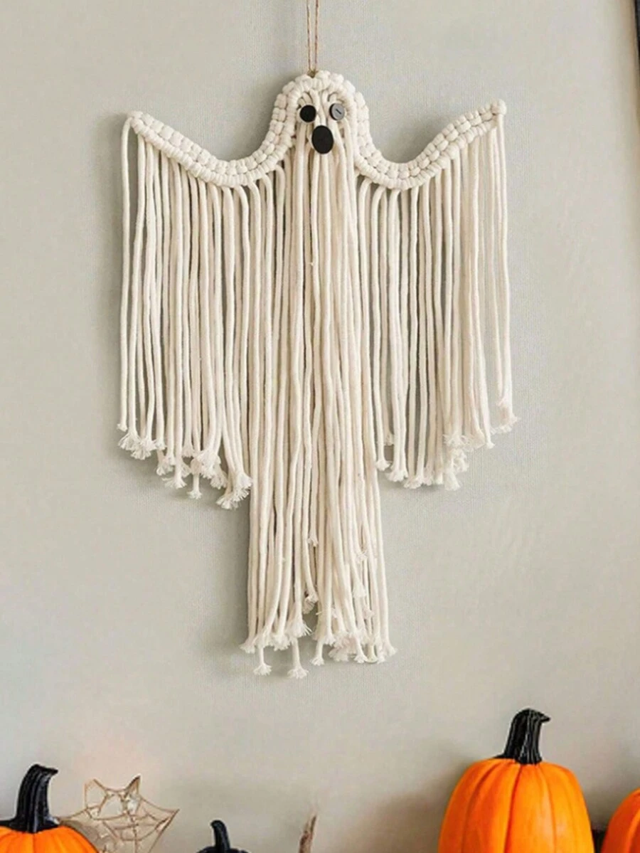 1pc Decoration Handmade White Ghost Hanging Ornament Festival Scene Decoration Hanging Pendant For Fall Home Decoration& Outside Decor Valentine DAY, Valentines Wedding, Birthday - Multicolor - View 1