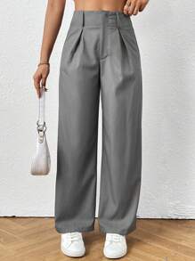 SHEIN Unity Women's Casual Solid Color Straight Leg Pants