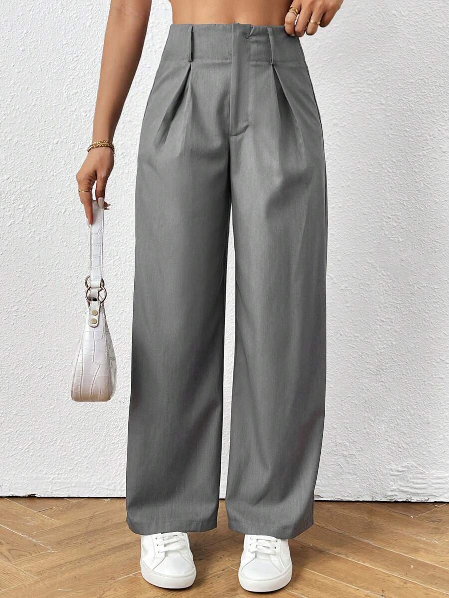 SHEIN Unity Women's Casual Solid Color Straight Leg Pants